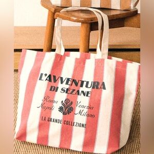 Sezane NWOT Striped Red and Cream Tote Bag